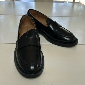 Pair of like new black leather loafers size EU 38 , 7.5 US. Worn once. See pics.